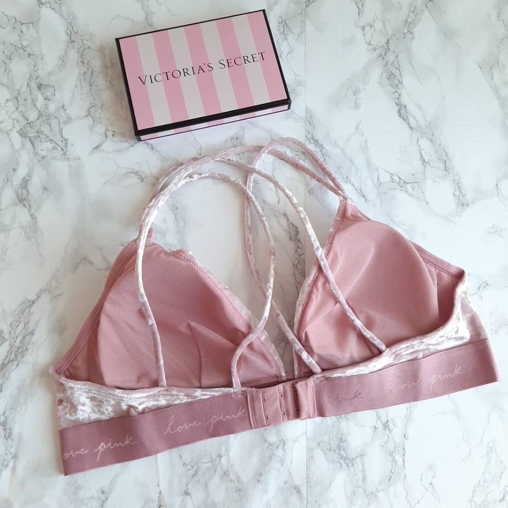 NWT PINK VELVET SET Bralette Panty XL - Picture 4 of 12